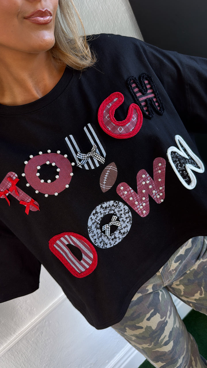 Touchdown Thread Graphic Top, Black