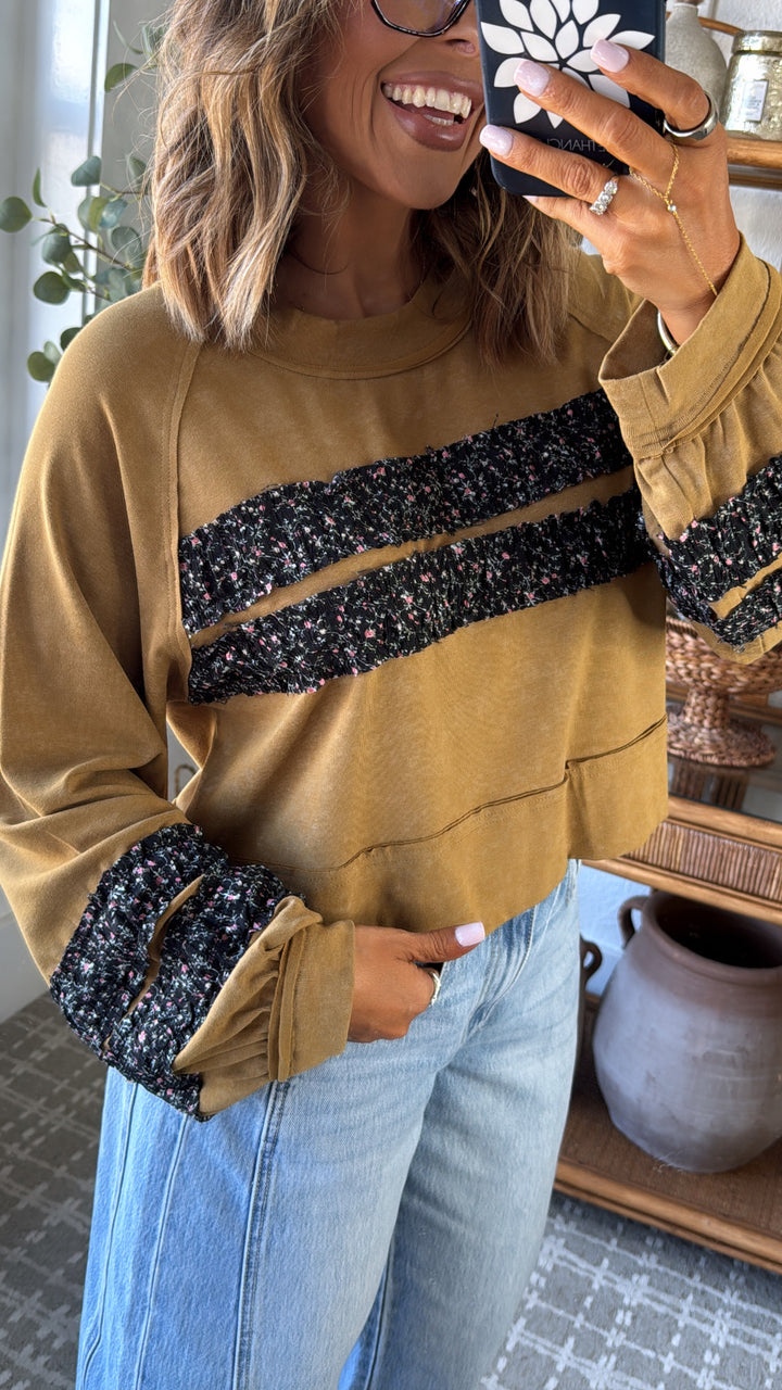 Lumora Long Sleeve Top, Rusted Ochre