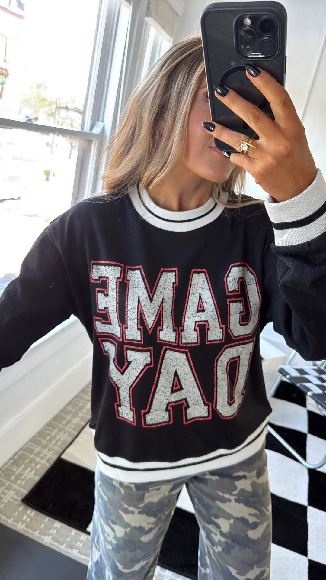Vintage Gameday Pullover Sweatshirt, Black