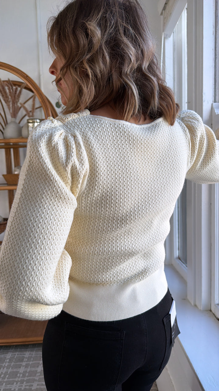 Bet On It  Lace Detail Cropped Cardi, Cream