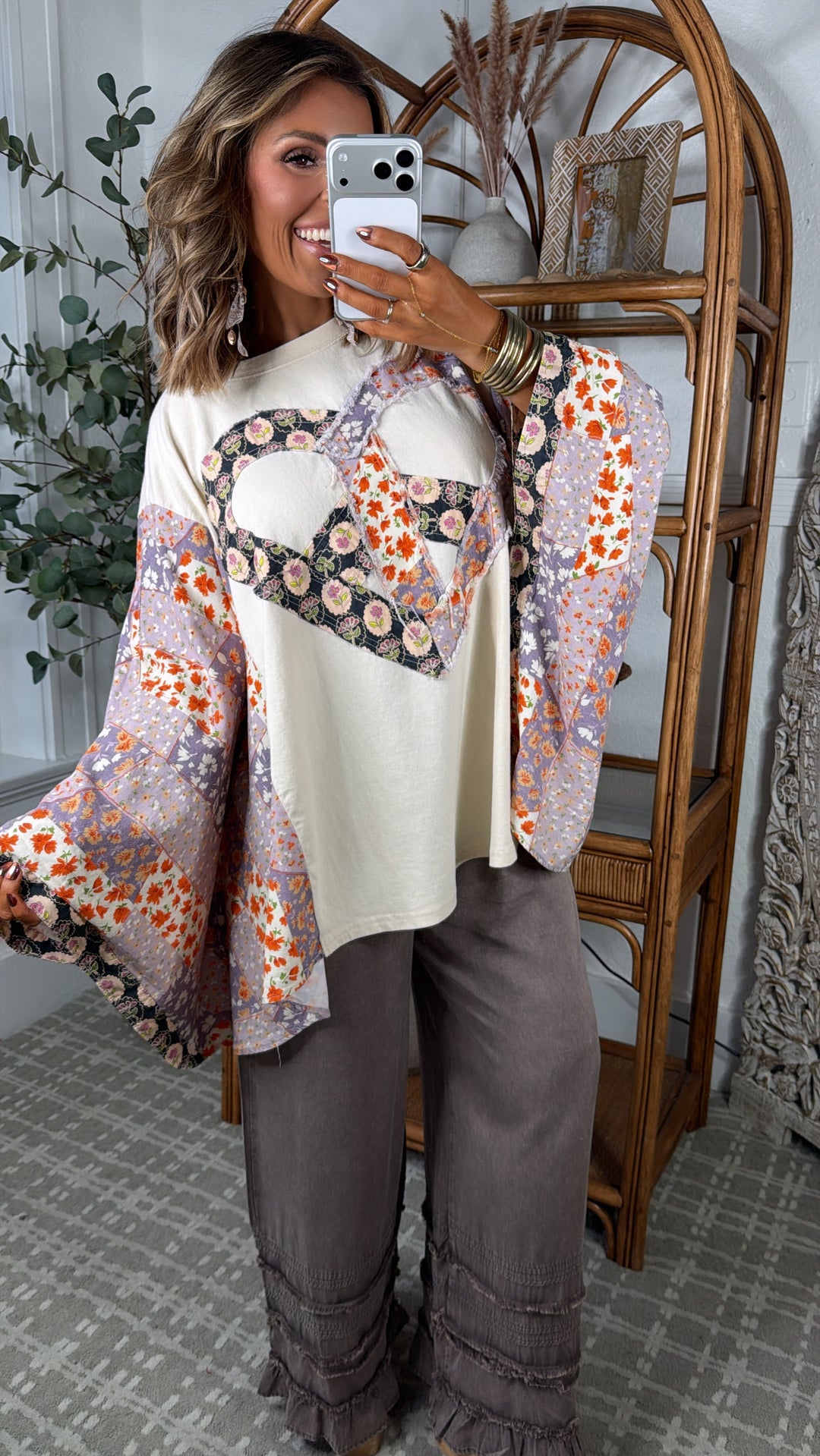 Peace & Love Flower Patch Top, Multi