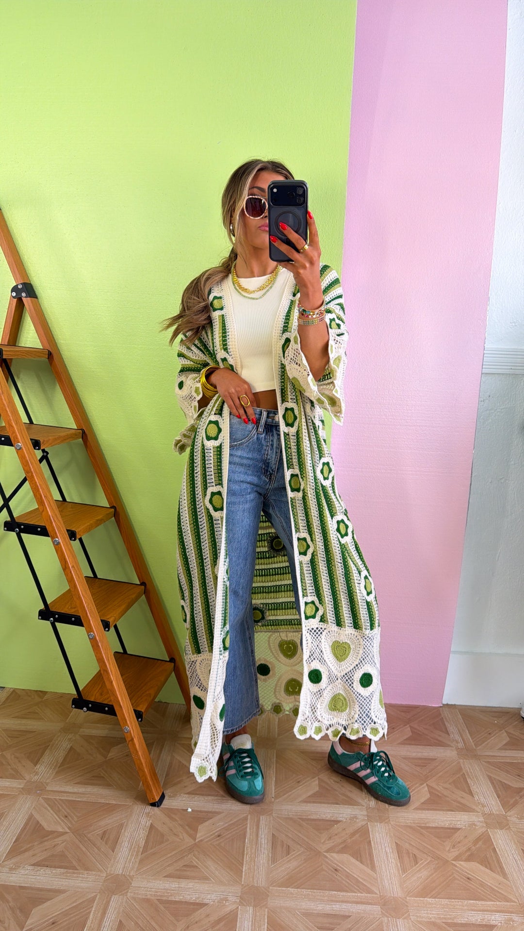 Lemon Lime Citrus Cardigan, Green Multi