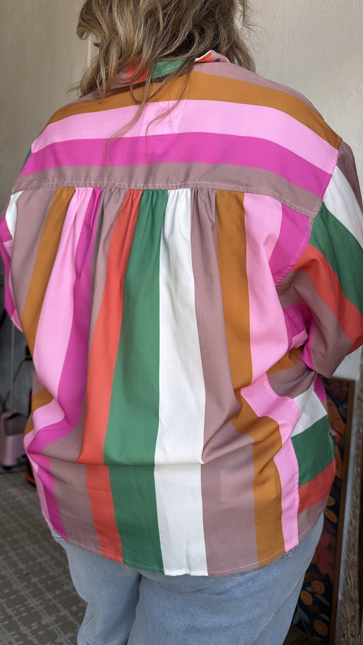 All Retro Multi Color Striped Top