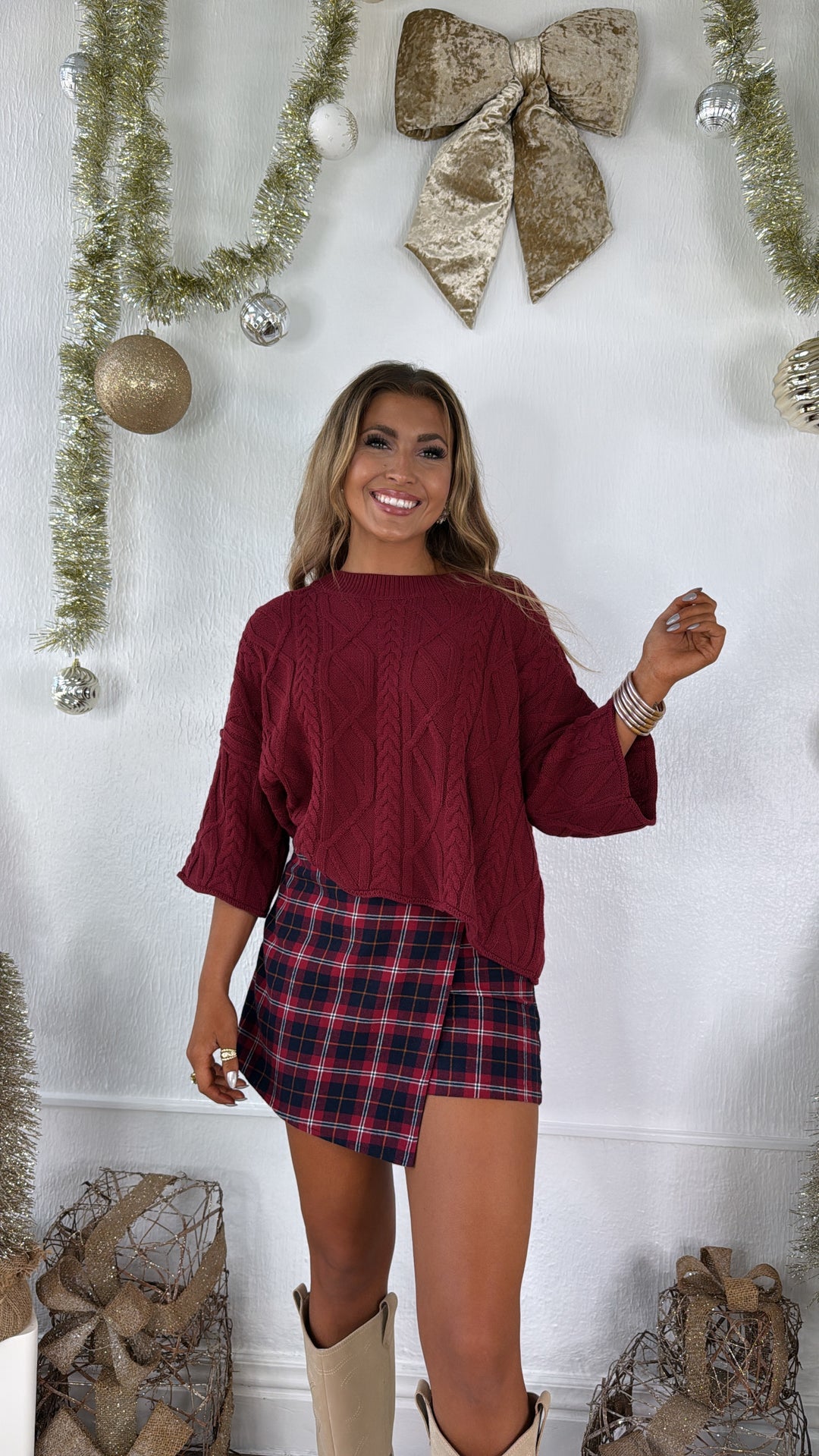 Winter Washed Knit Sweater, Burgundy