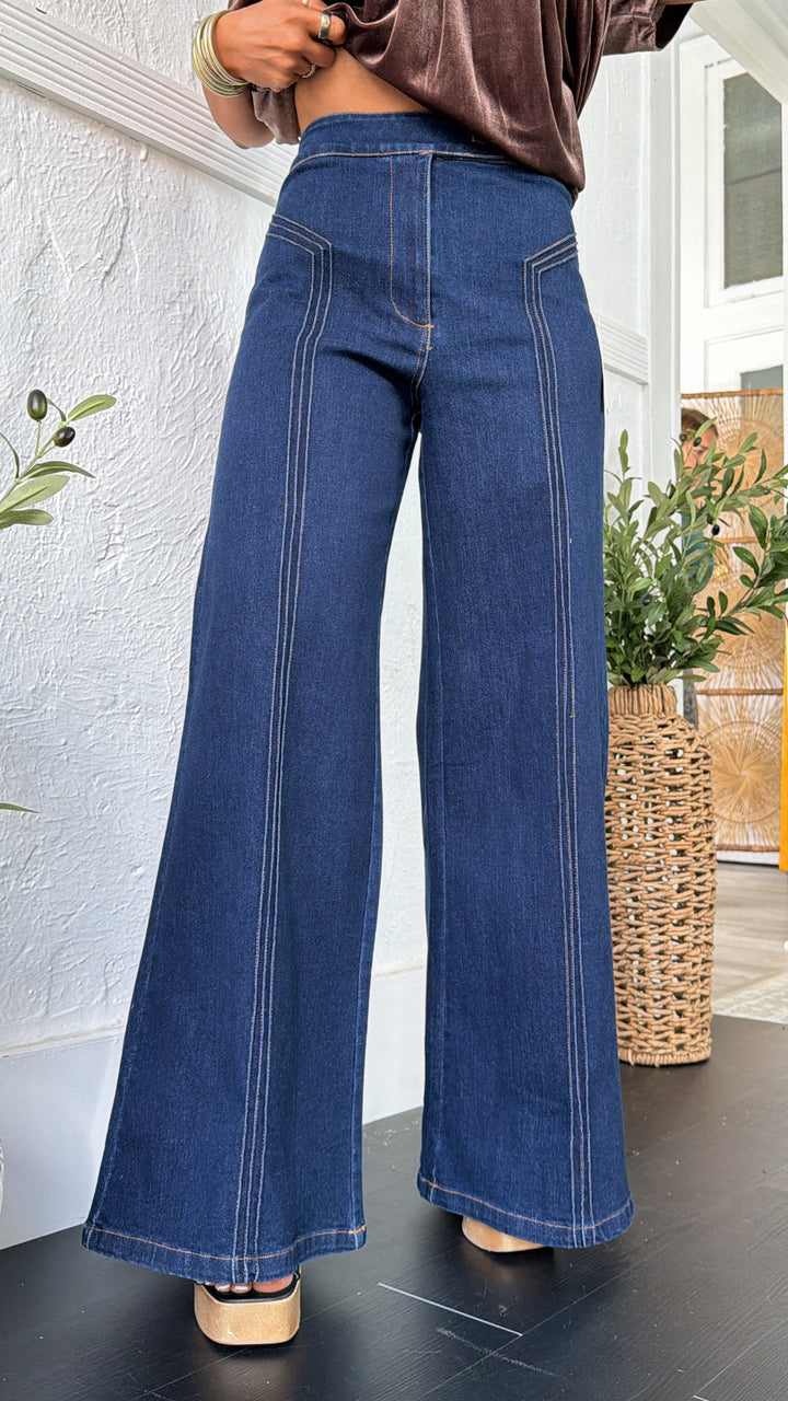 Dallas Wide Leg Denim, Dark Denim