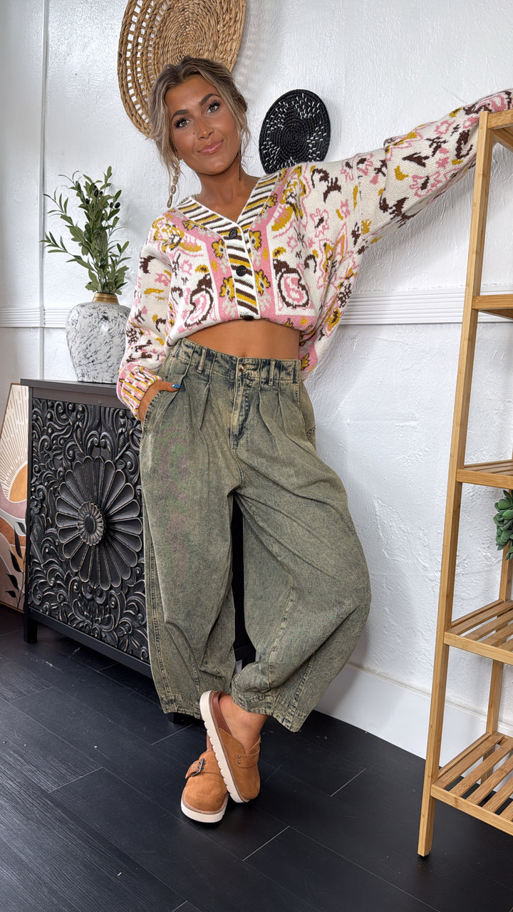 Washed Barrel Pants, Denim