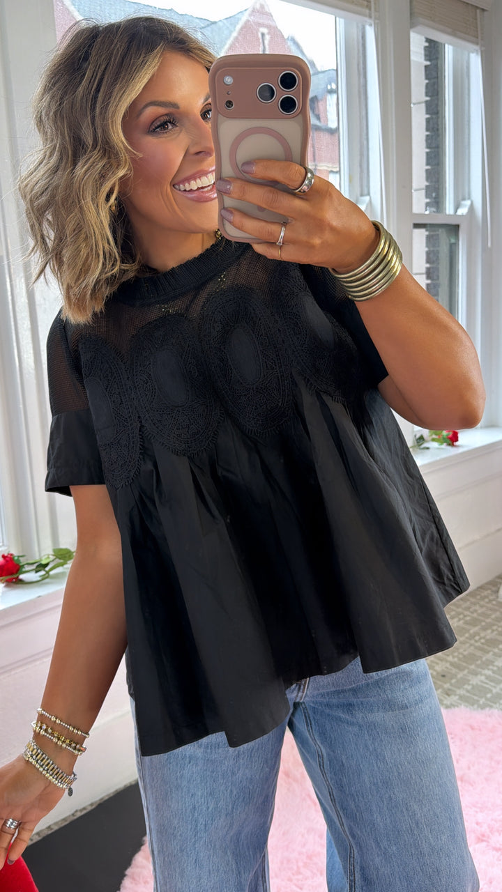 Moonlit Garden Blouse, Black