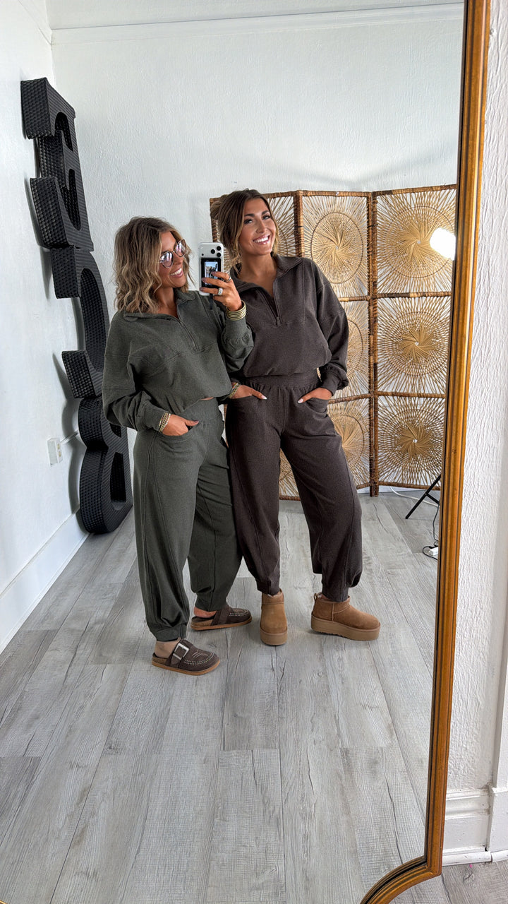 Coffee Run Two Piece Set, Olive