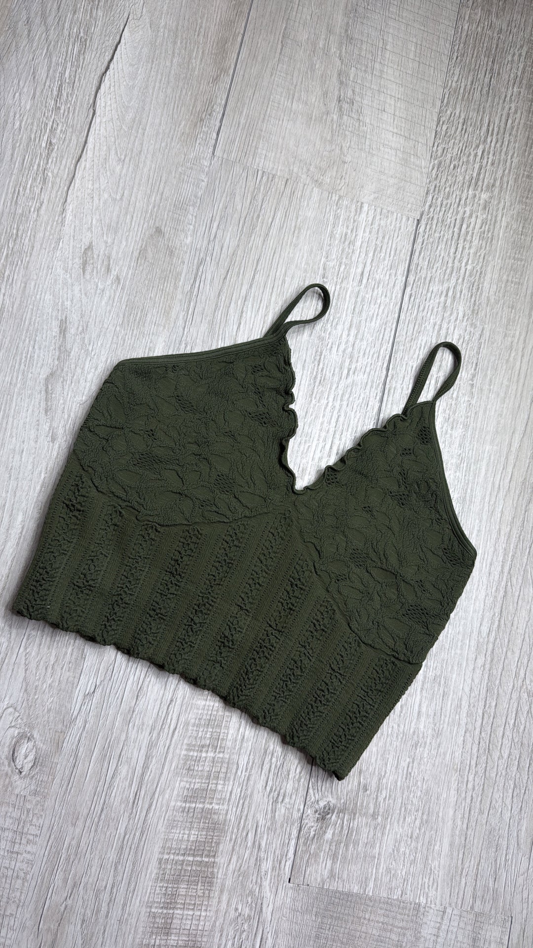 Lace Texture Bralette, Dk. Green