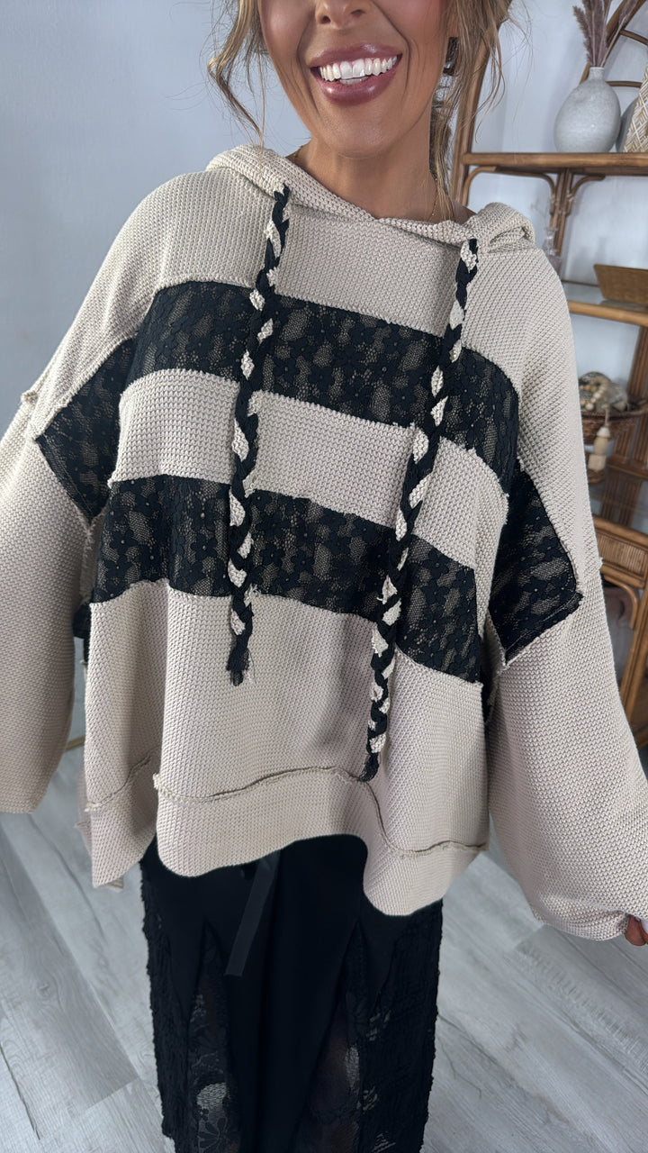 Coalstone Pullover Top, Taupe- Black