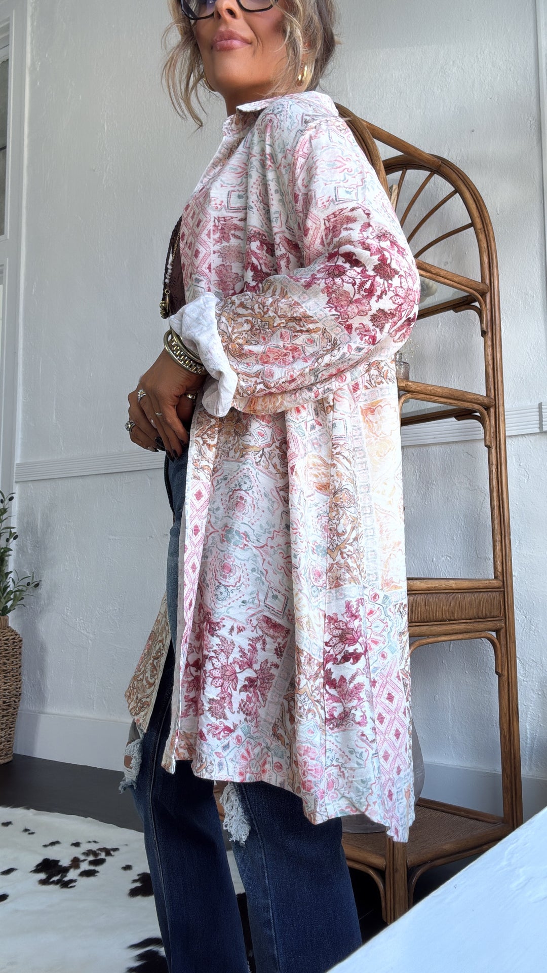 Meadow Sway Button Down, Ivory Multi