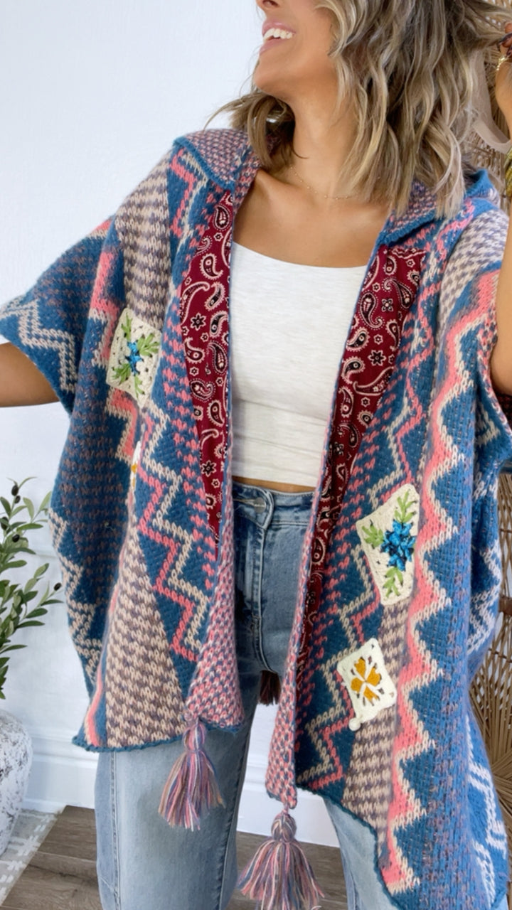 Sagebrush Knit Cardigan, Lapis Blue Multi