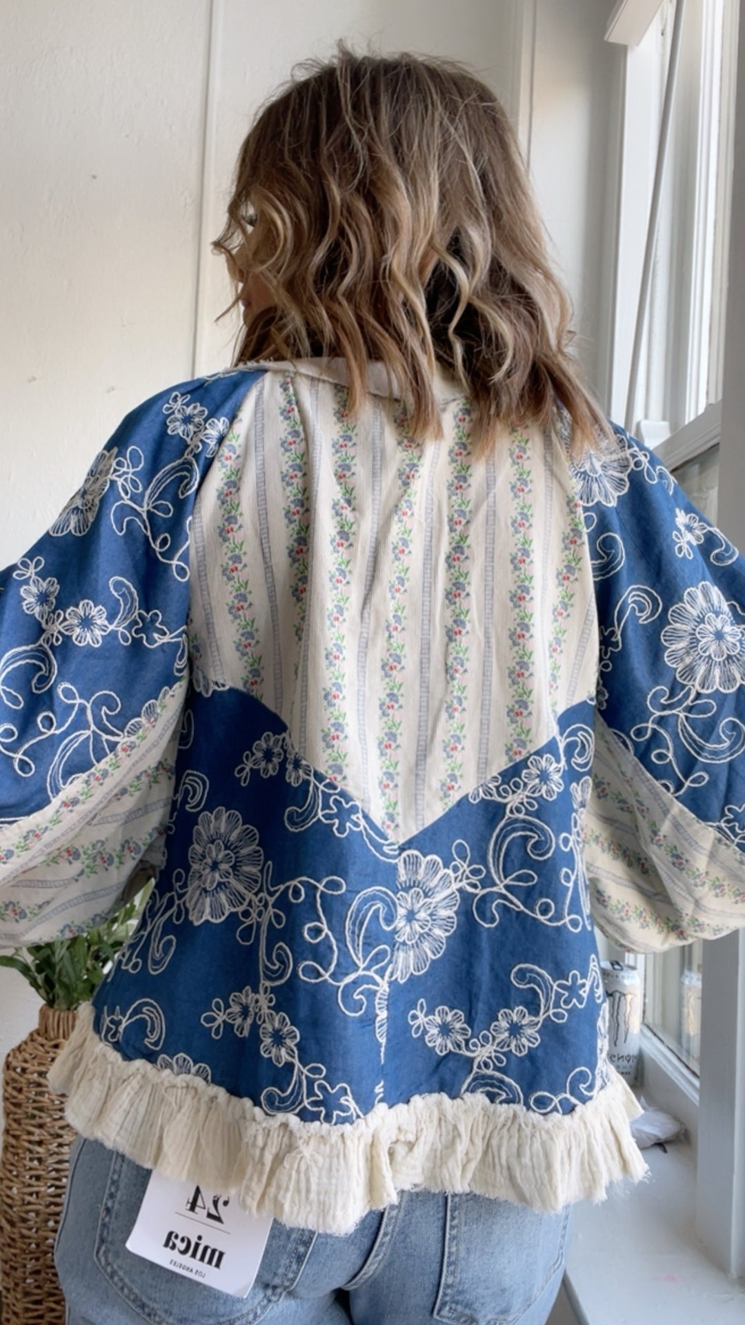 Petal Kiss Blouse, Denim Multi