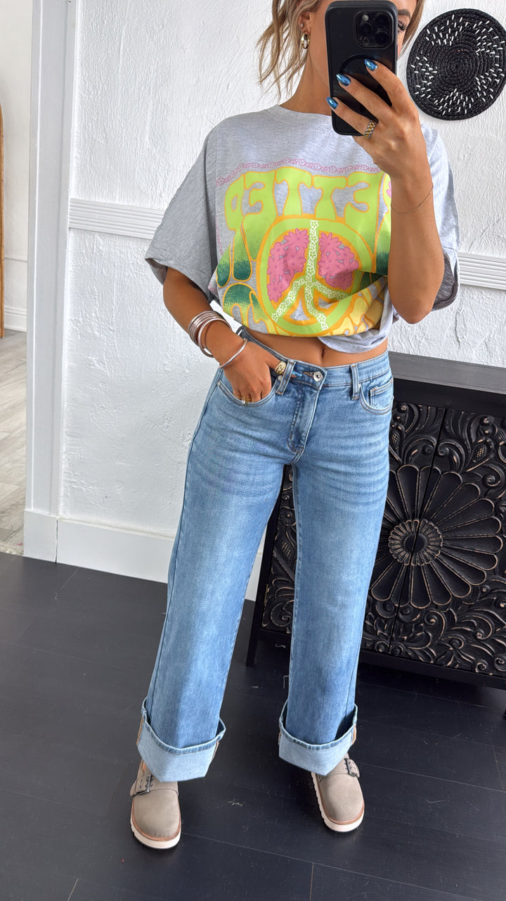 Navy Straight Leg Denim, Medium Wash