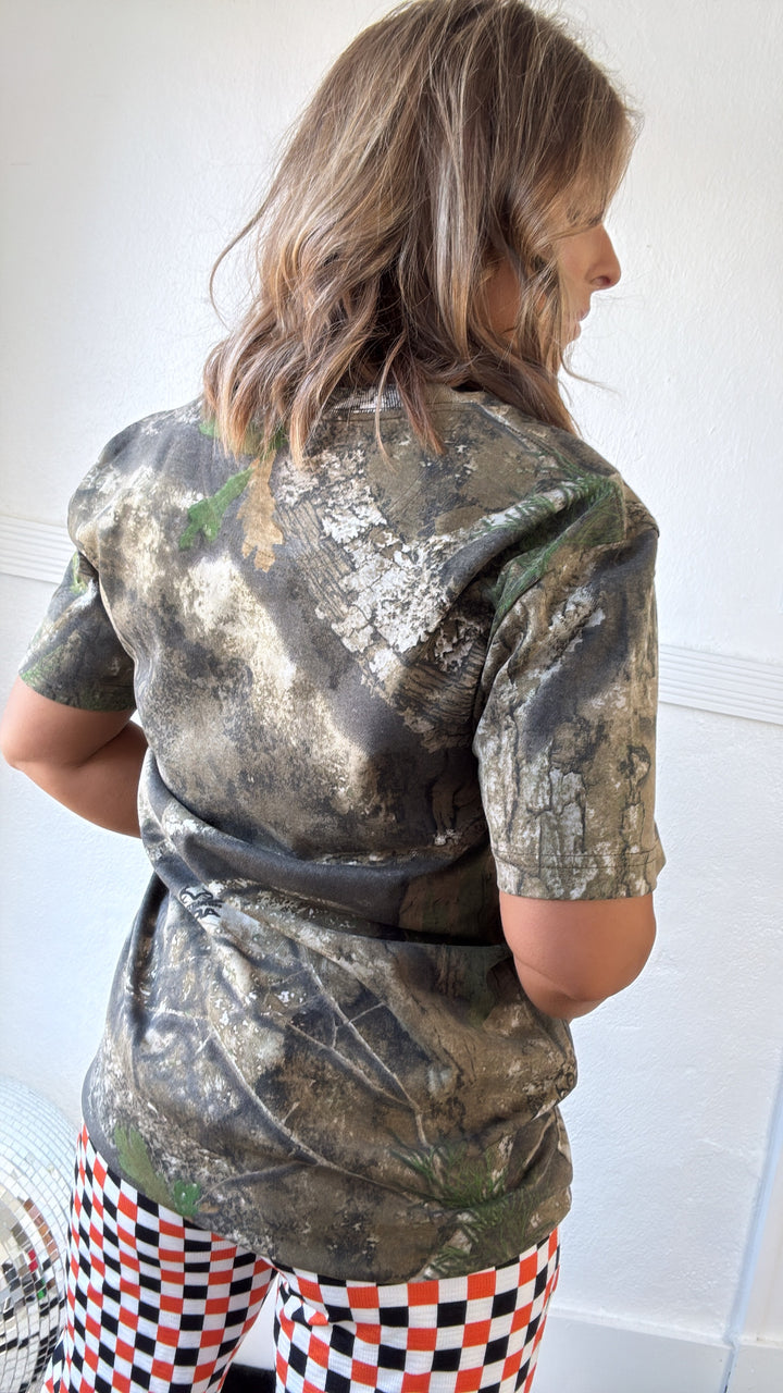 Camo Cincy Graphic Tee, Orange/Camo