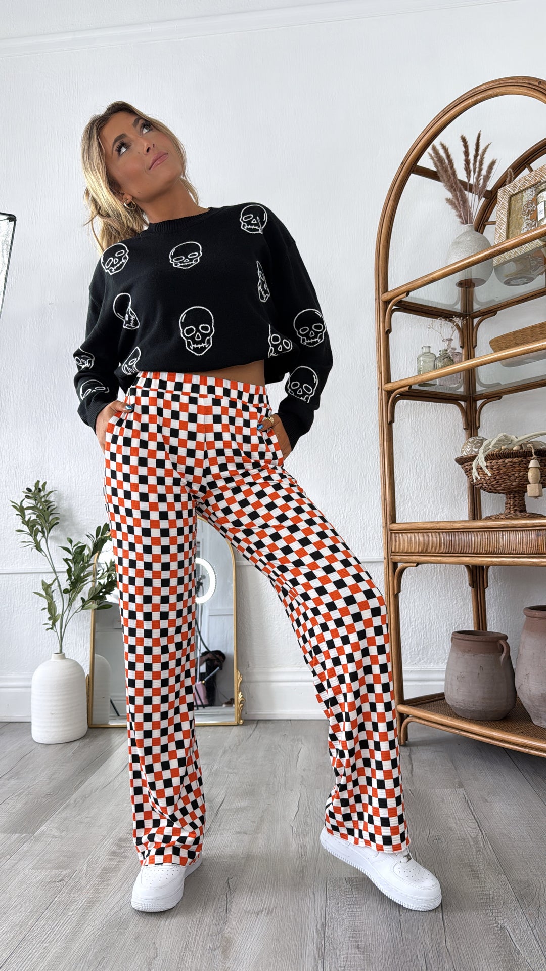 ECB Exclusive : Kickin' It Checkered Pant, Orange/Black