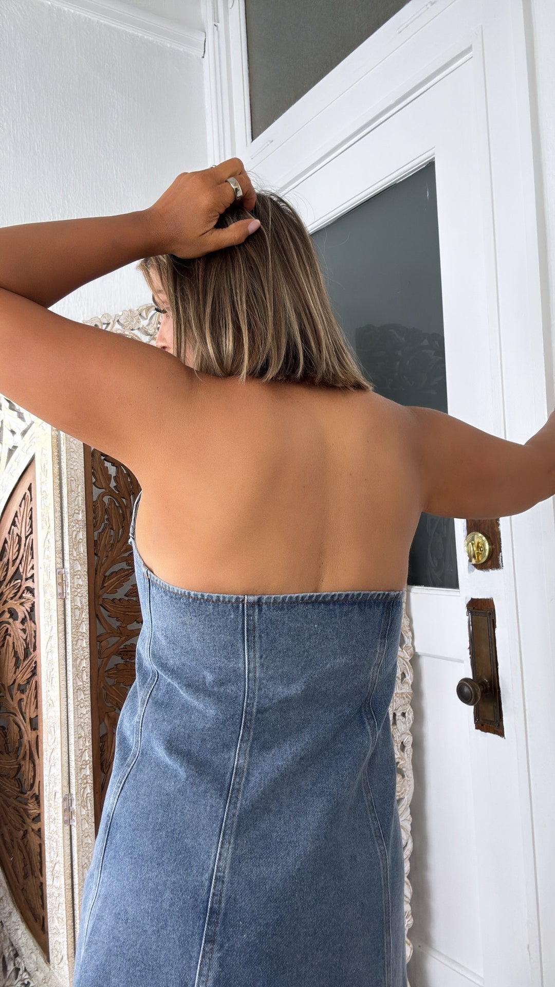 Downtown Darling Denim Halter Mini Dress Everyday Chic Boutique Downtown Darling Denim Halter Mini Dress Everyday Chic Boutique