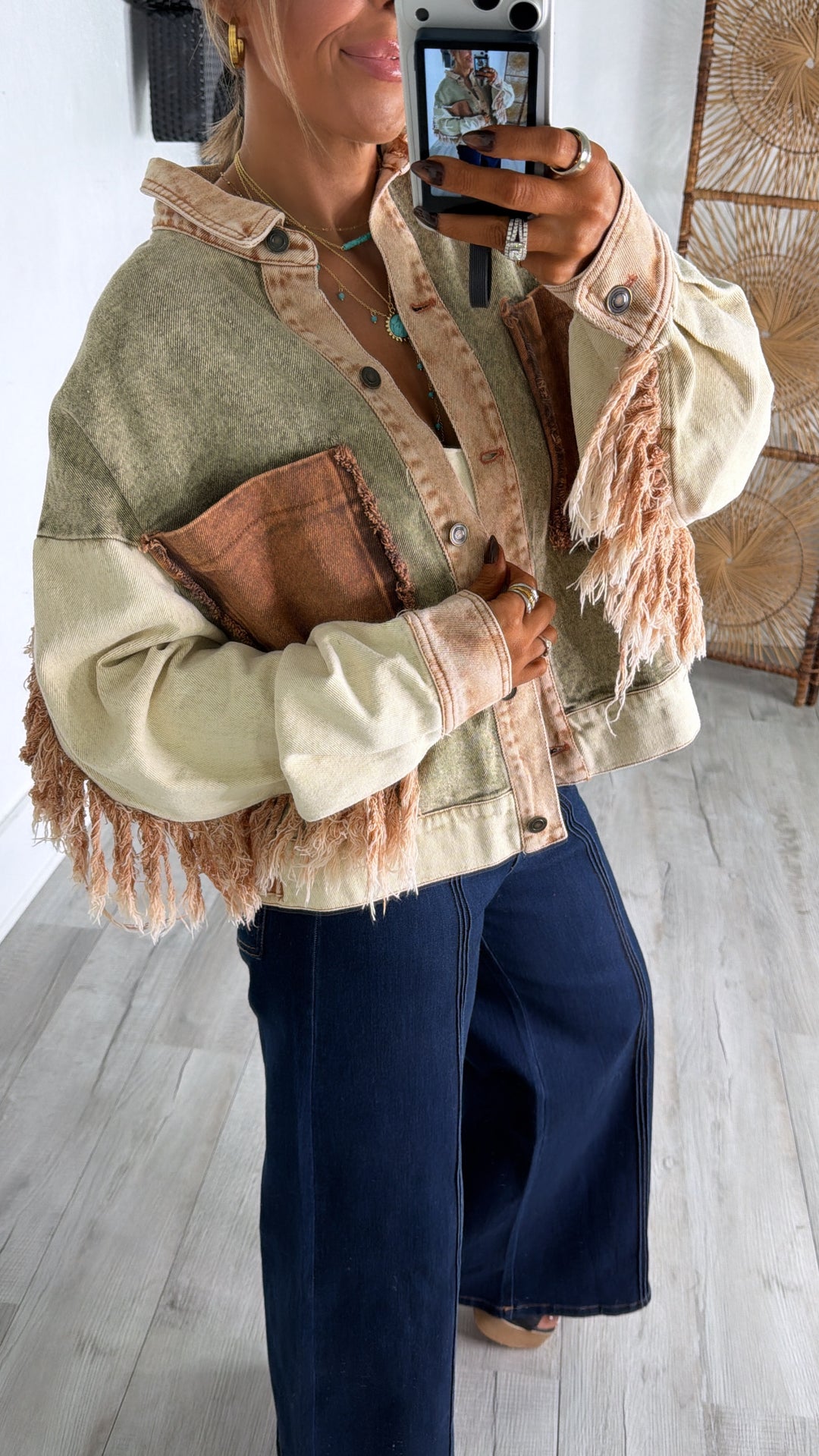 Margot Washed Colorblock Distressed Jacket