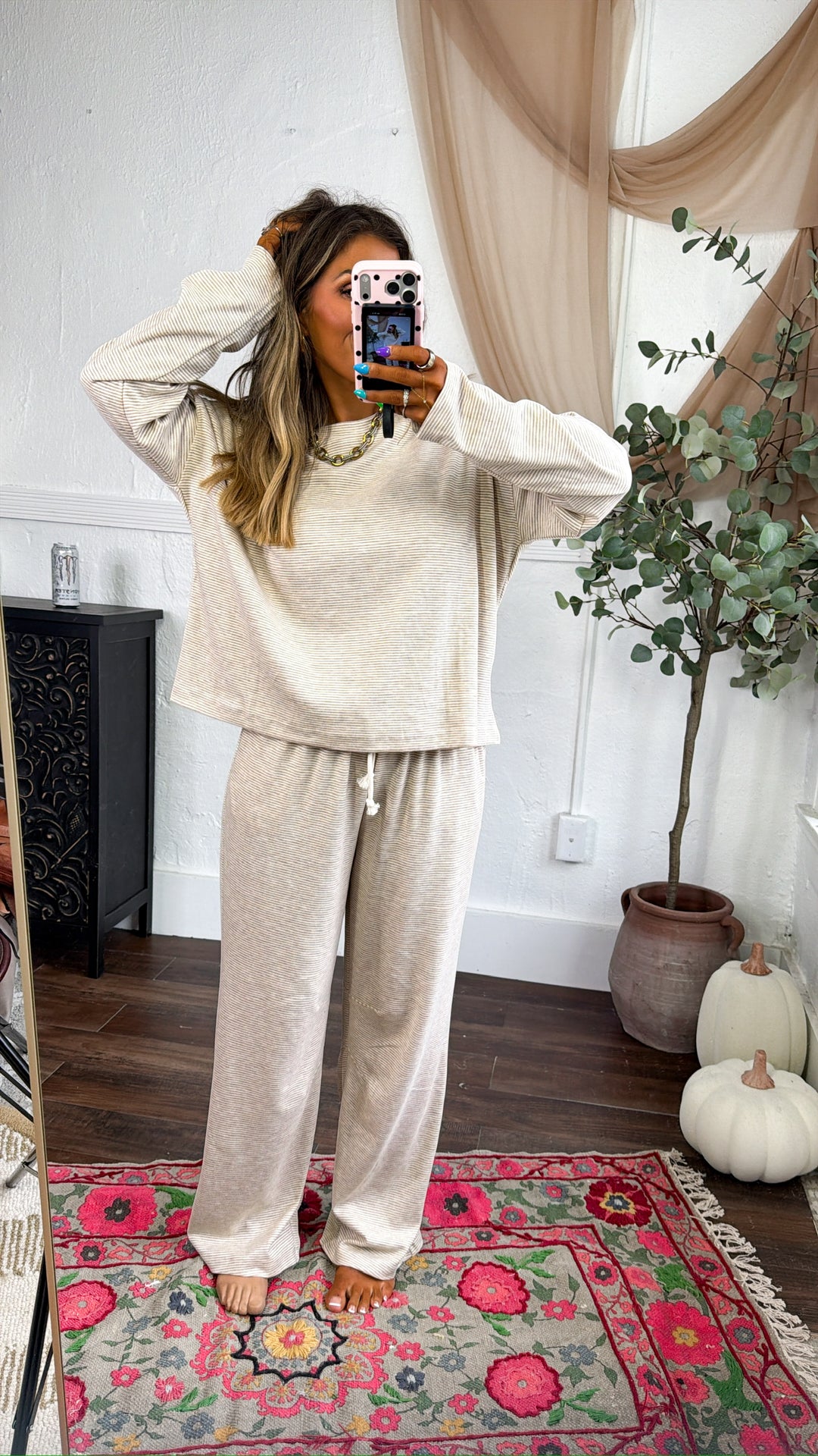 Day Blinks Two Piece Set,Taupe/ Cream