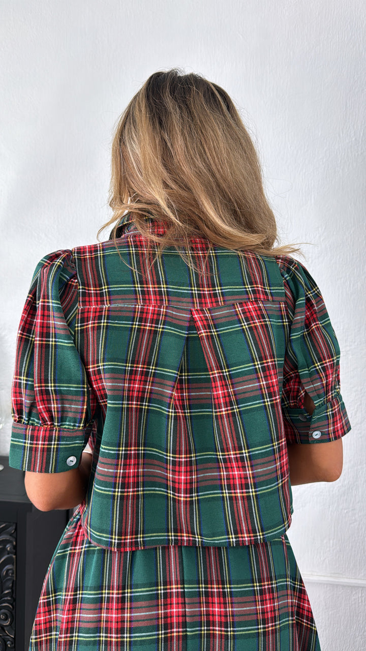 Mistletoe Plaid Top, Green
