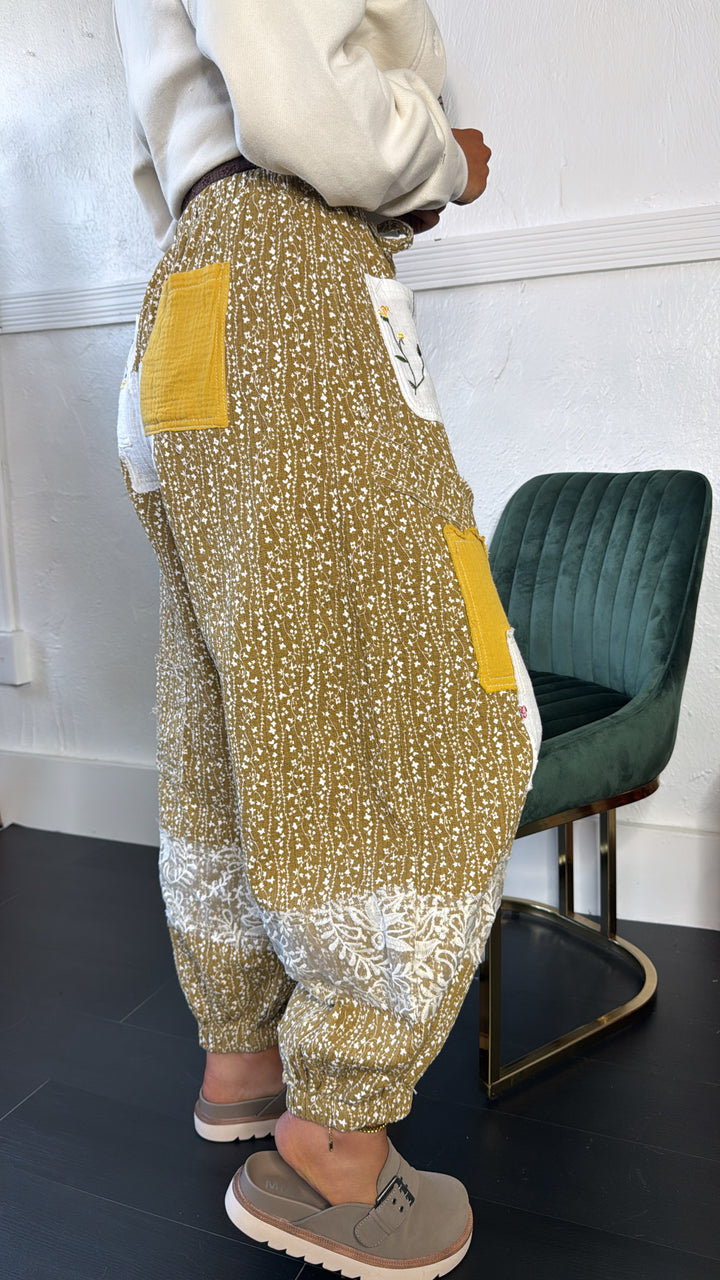 Golden Hour Patched Jogger, Mustard