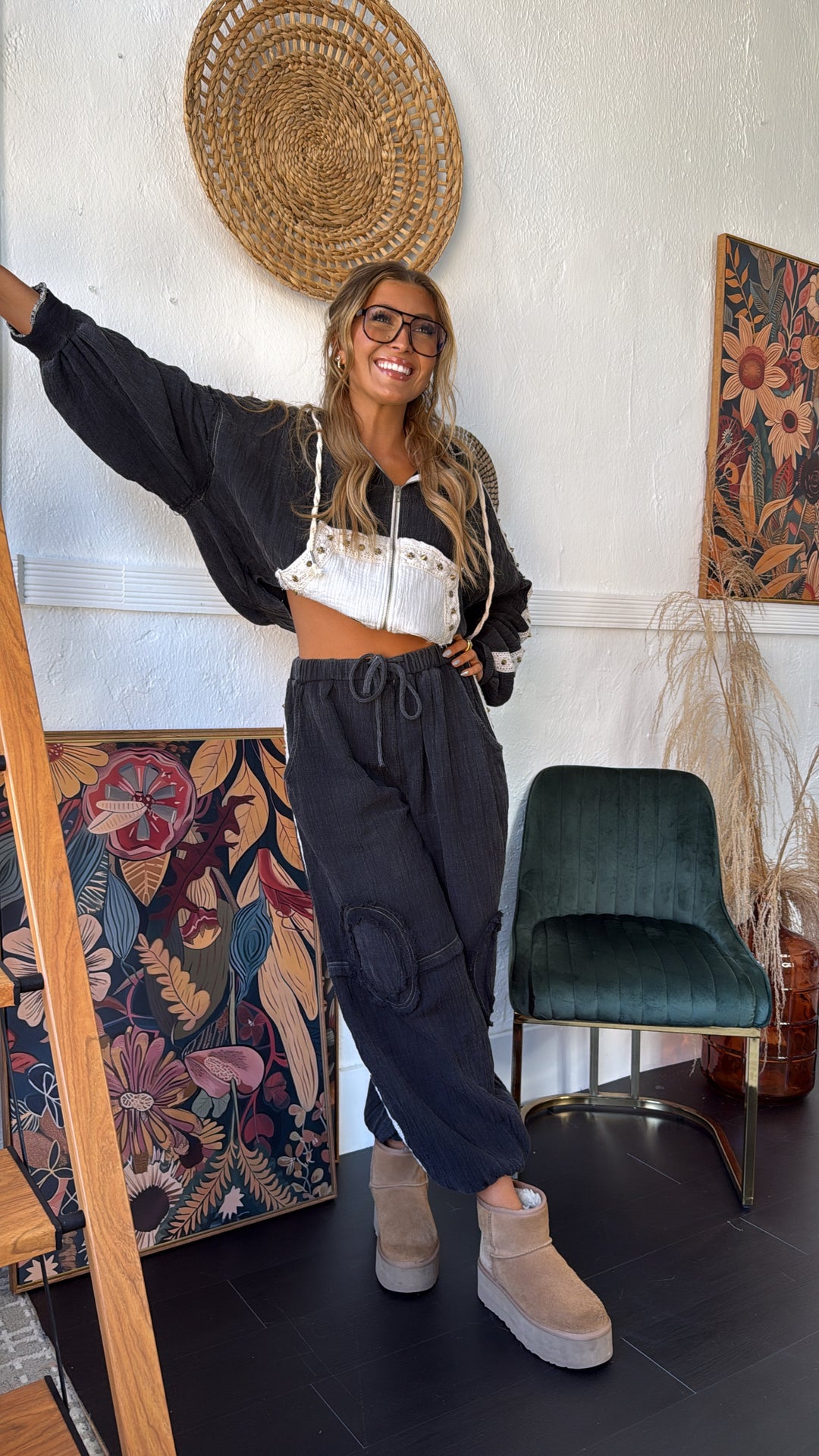 Studded Jogger, Black