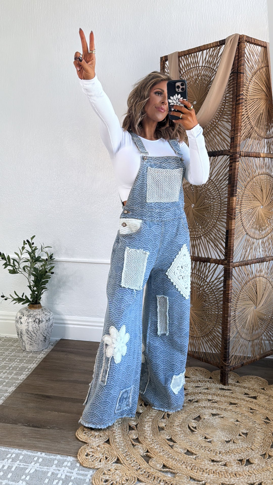 Boho Bib Overalls with Patchwork Detail

