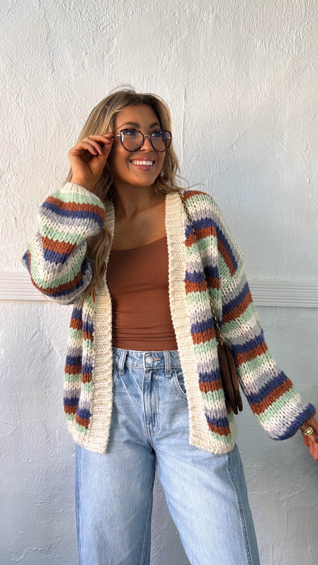 Canyon Skies Knit Cardigan, Cream Combo