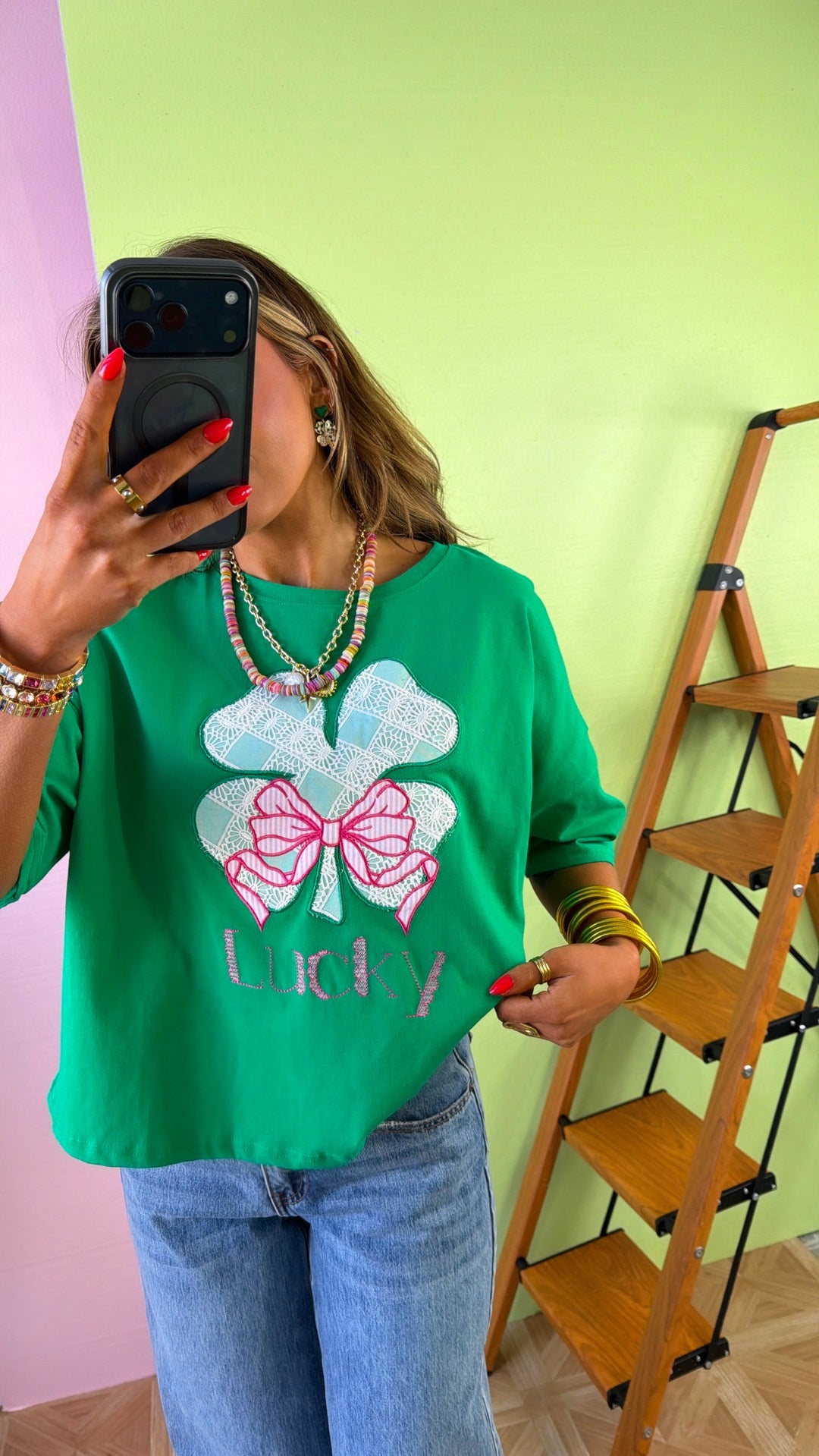 Sweet Clover Embroidered Top, Green