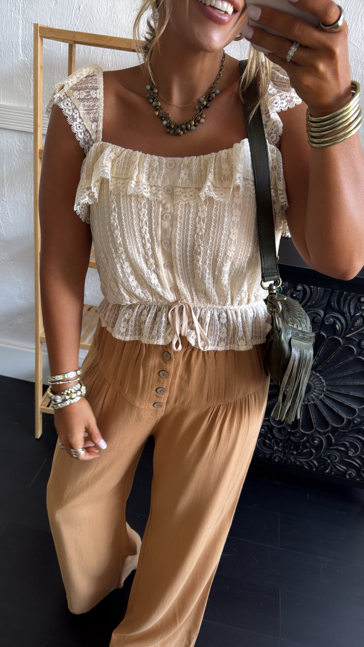 Summers End Lace Tank, Champagne