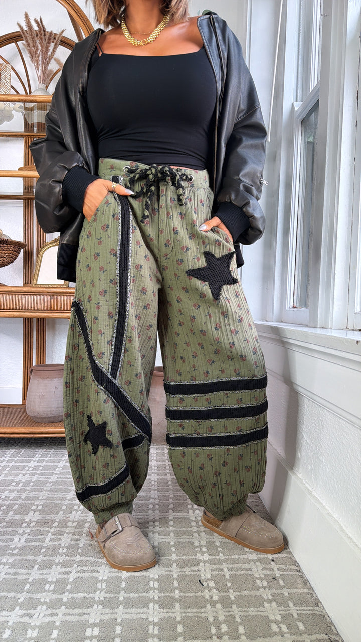 Sunlit Sol Barrel Jogger, Moss Green/ Black