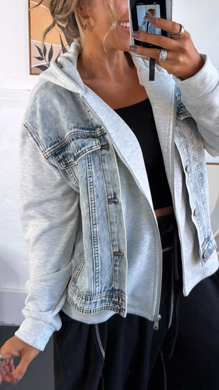 Blue Haven Zip Up, Denim/Grey