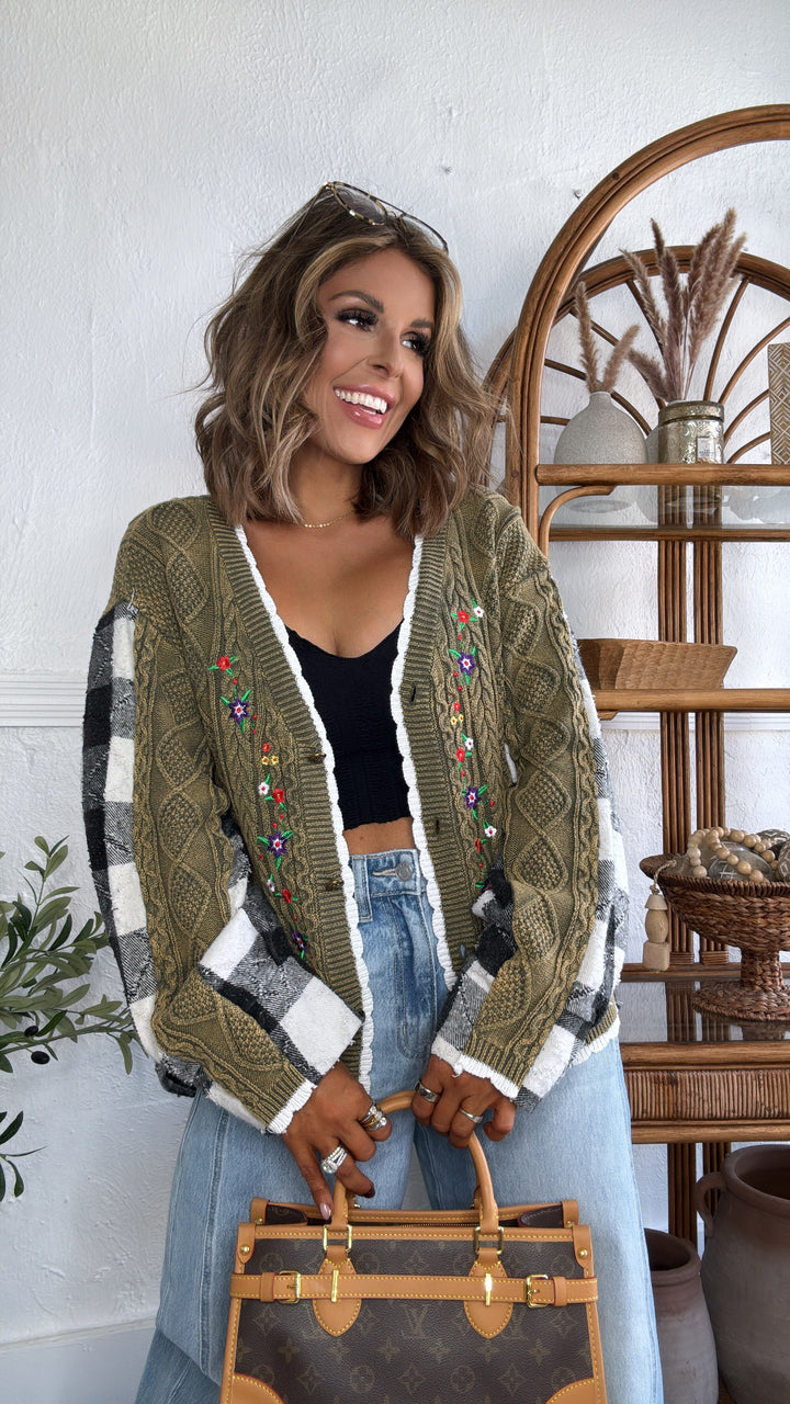 Edna Mae Knit Cardigan, Olive