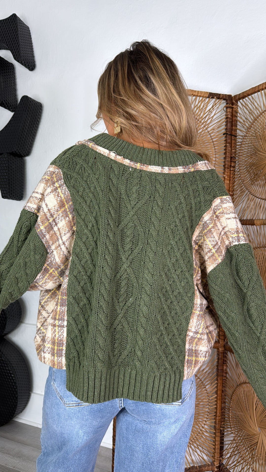 Cable and Willow Button Cardigan, Olive