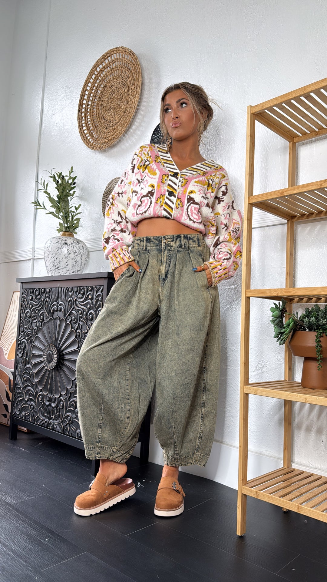 Washed Barrel Pants, Denim