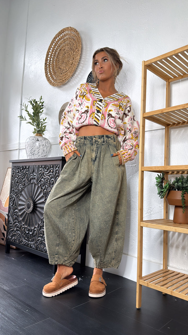 Washed Barrel Pants, Denim