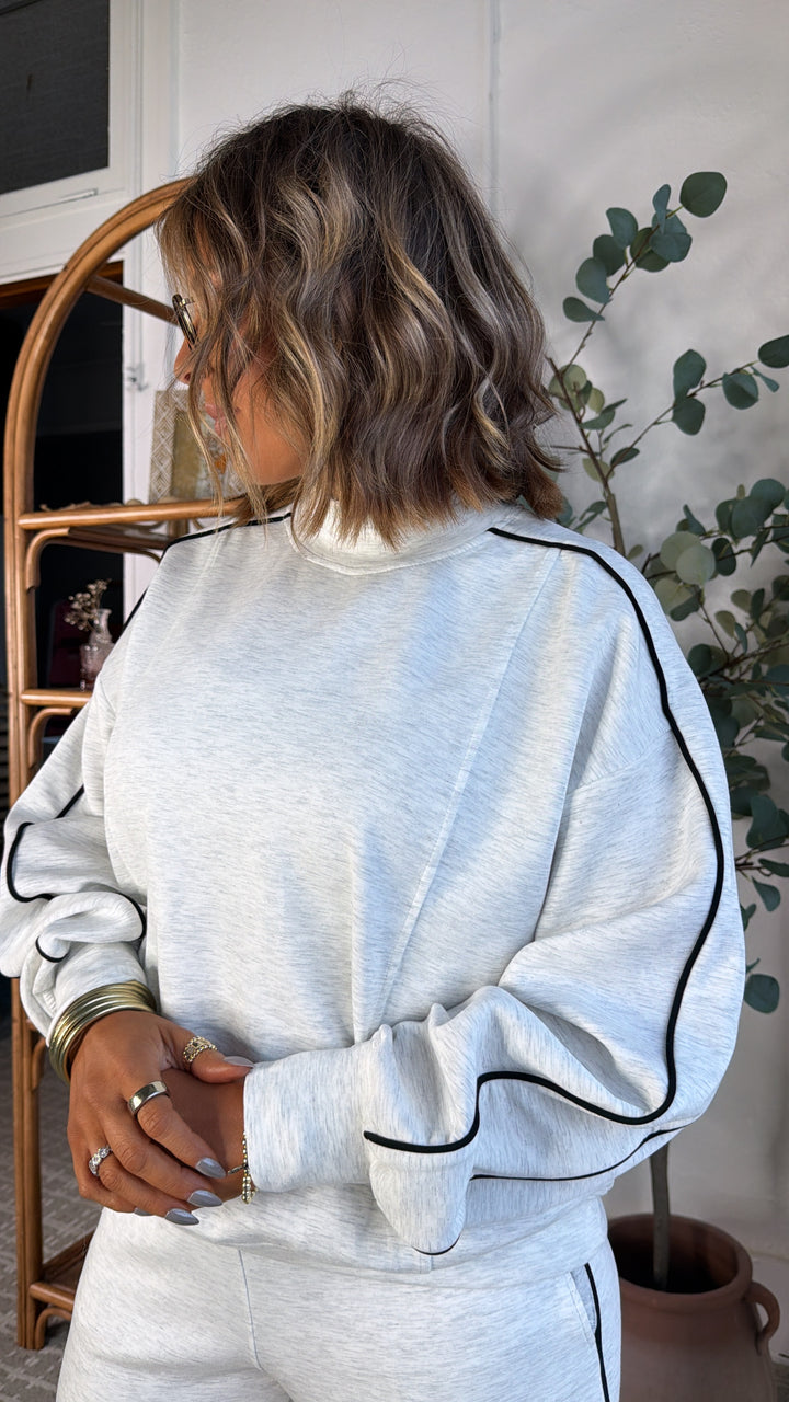 Eastside Mock Neck Sweatshirt, Heather Grey