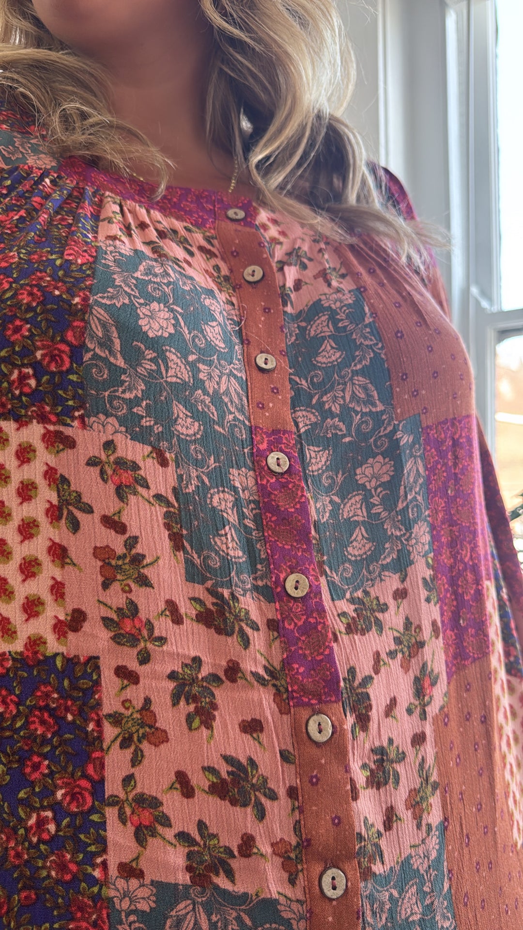 Boho Chic Long Sleeve Patchwork Mini Dress