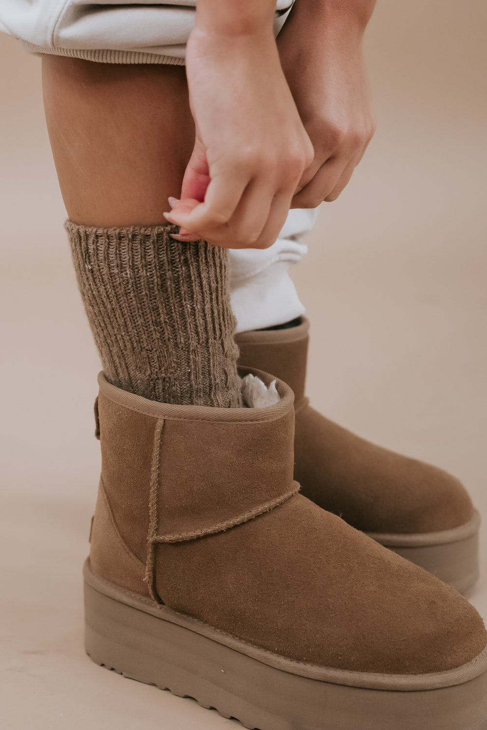 Essential Cable Knit Sock, Camel