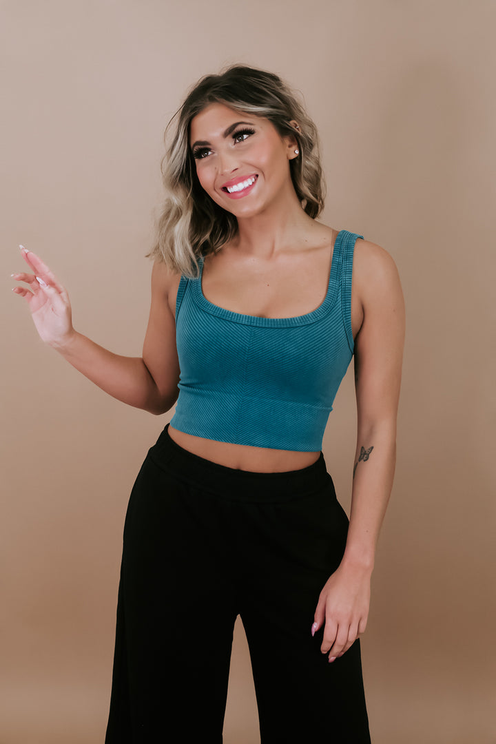 Less Is More Crop Tank, teal