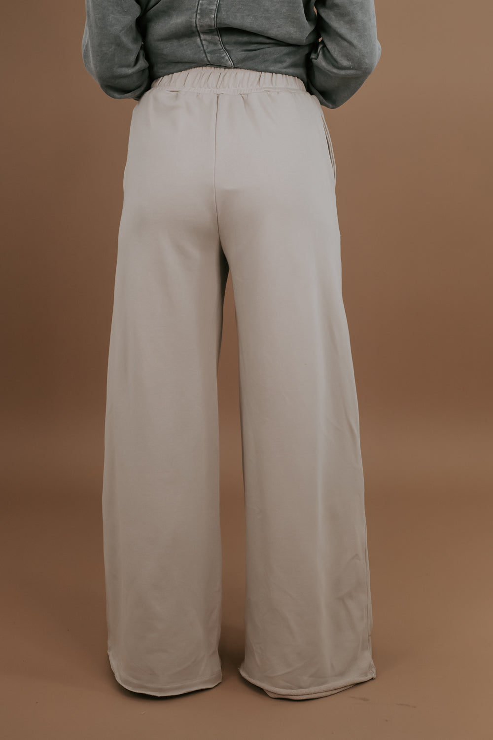 French Terry Wide Leg Sweatpants, Sand