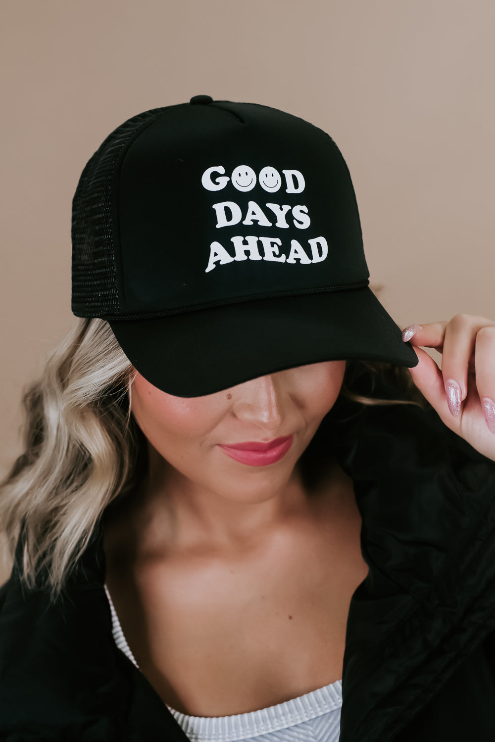 Good Days Trucker Hat, Black