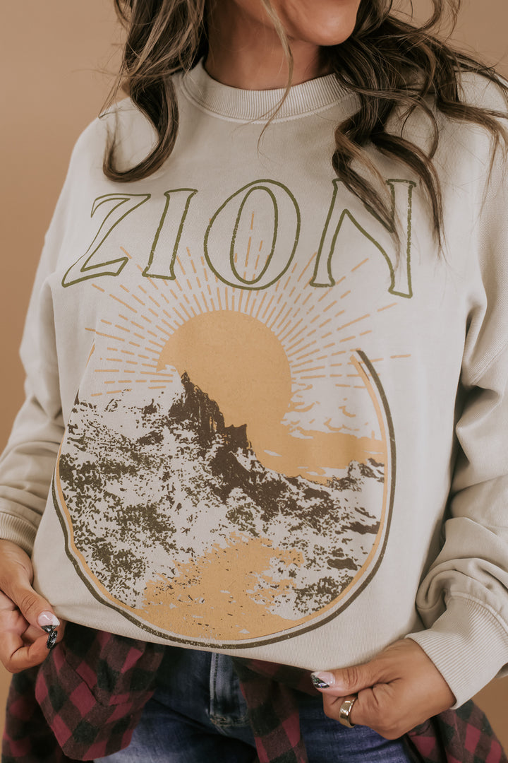 Zion Graphic Crewneck Sweatshirt, Taupe
