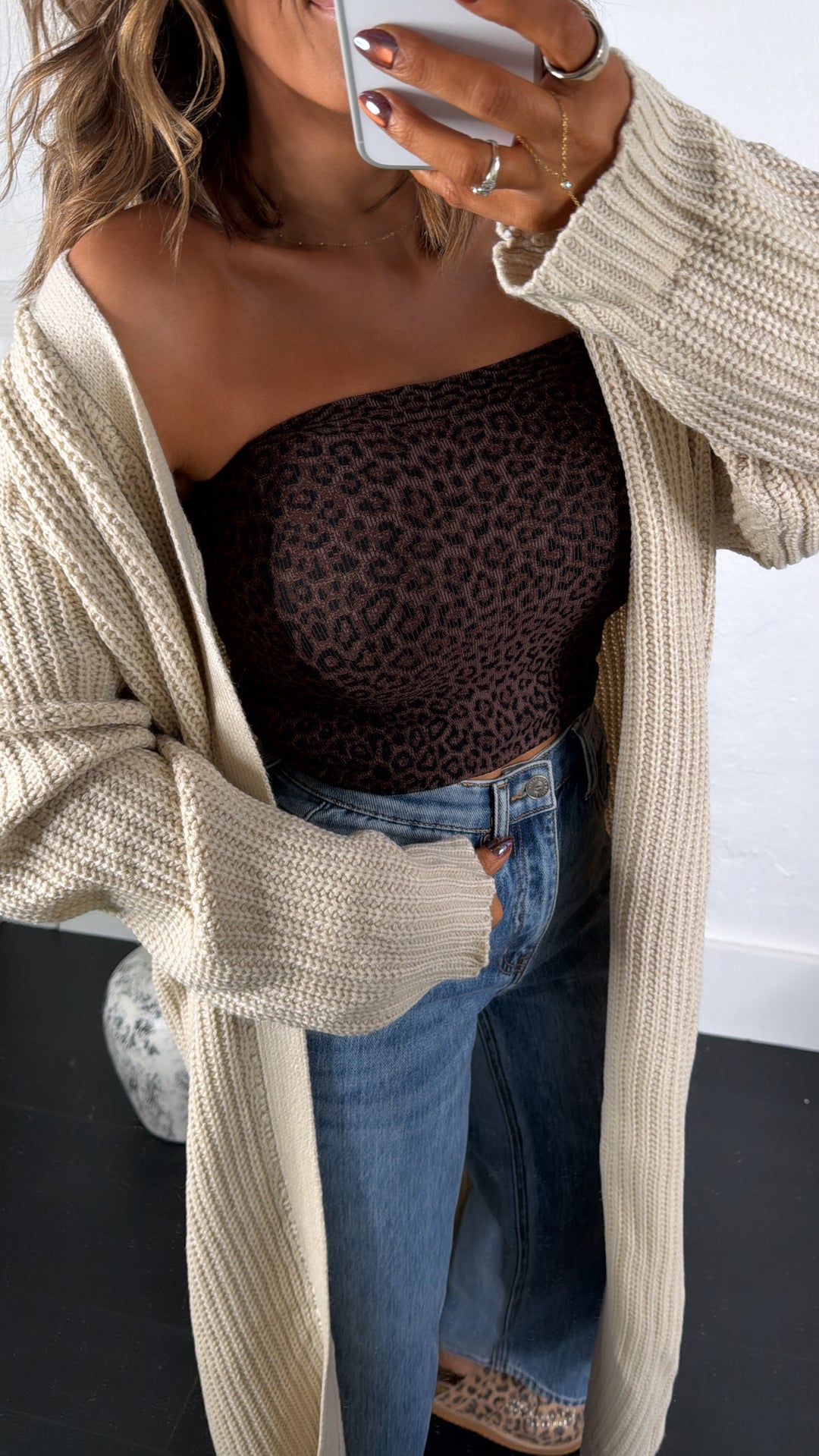 Leopard Tube Top, French Roast