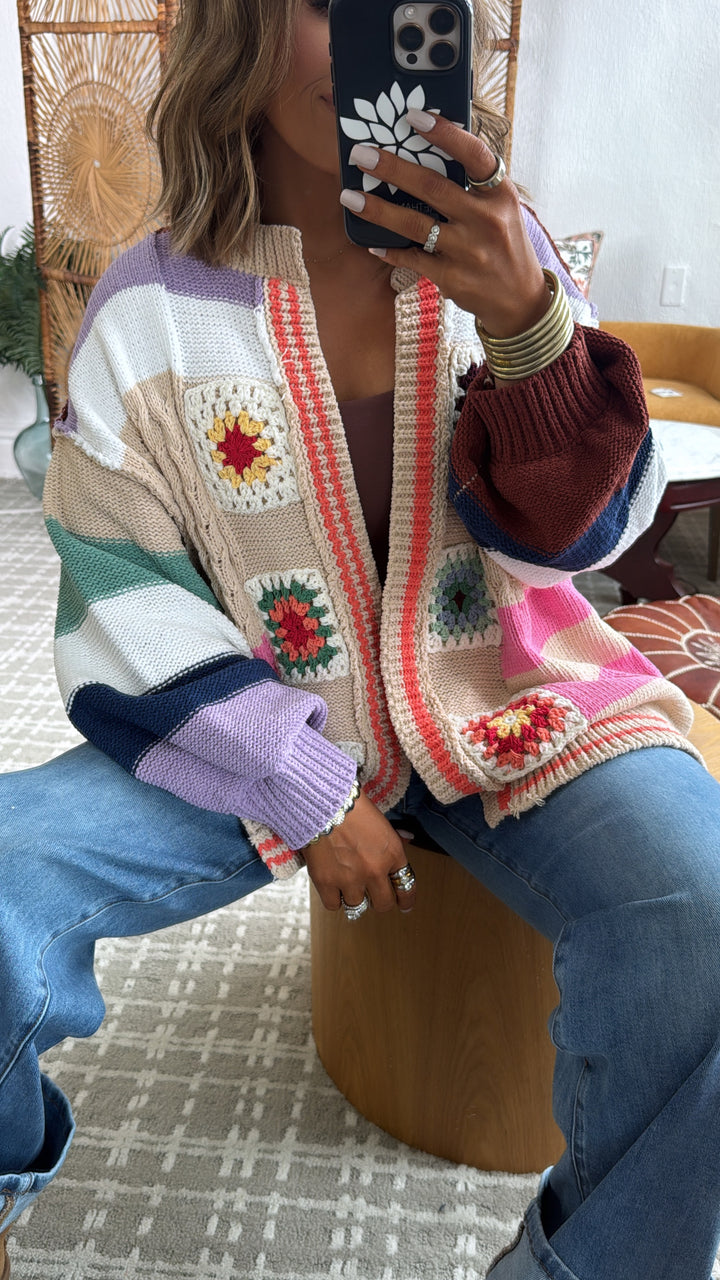 Sophie Color block Cardigan, Multi