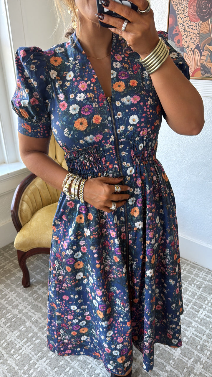 Pressed Petal Maxi Dress, Navy