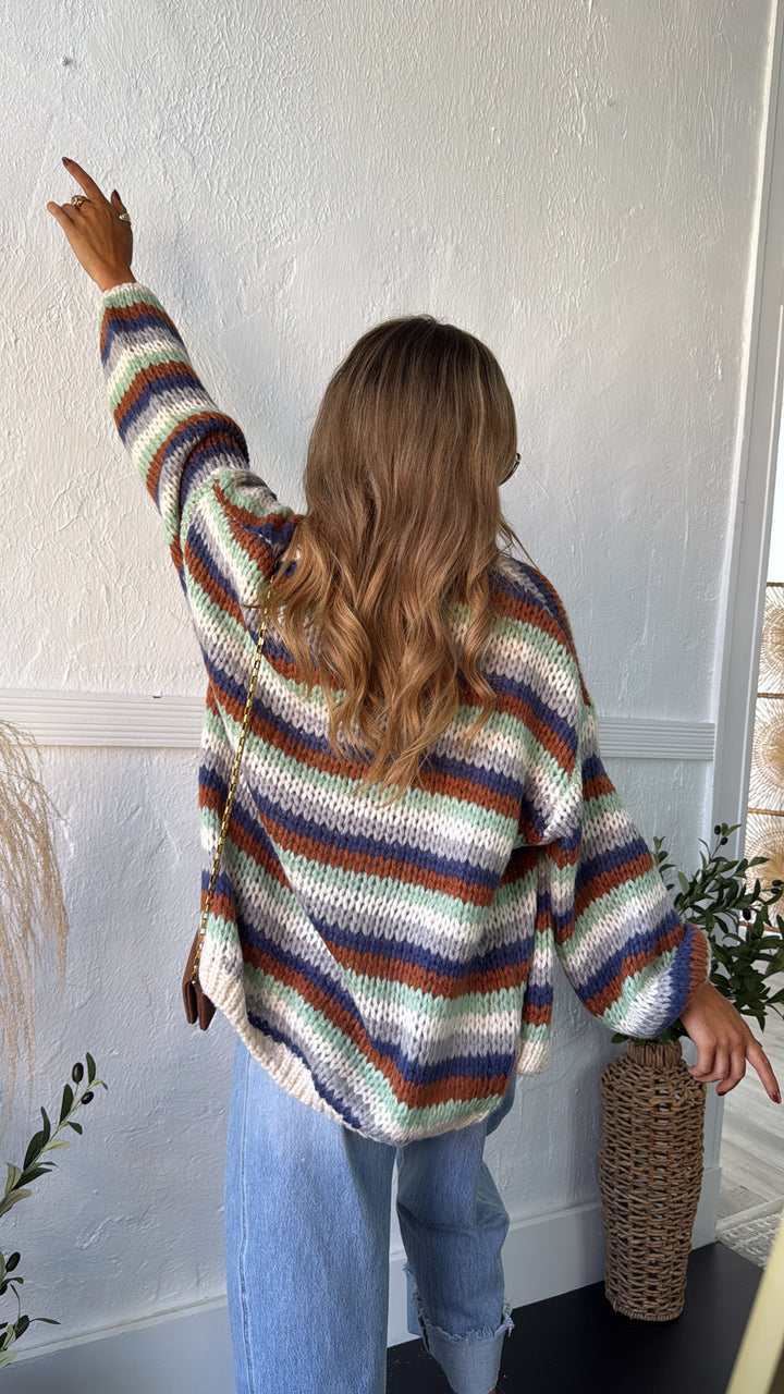 Canyon Skies Knit Cardigan, Cream Combo
