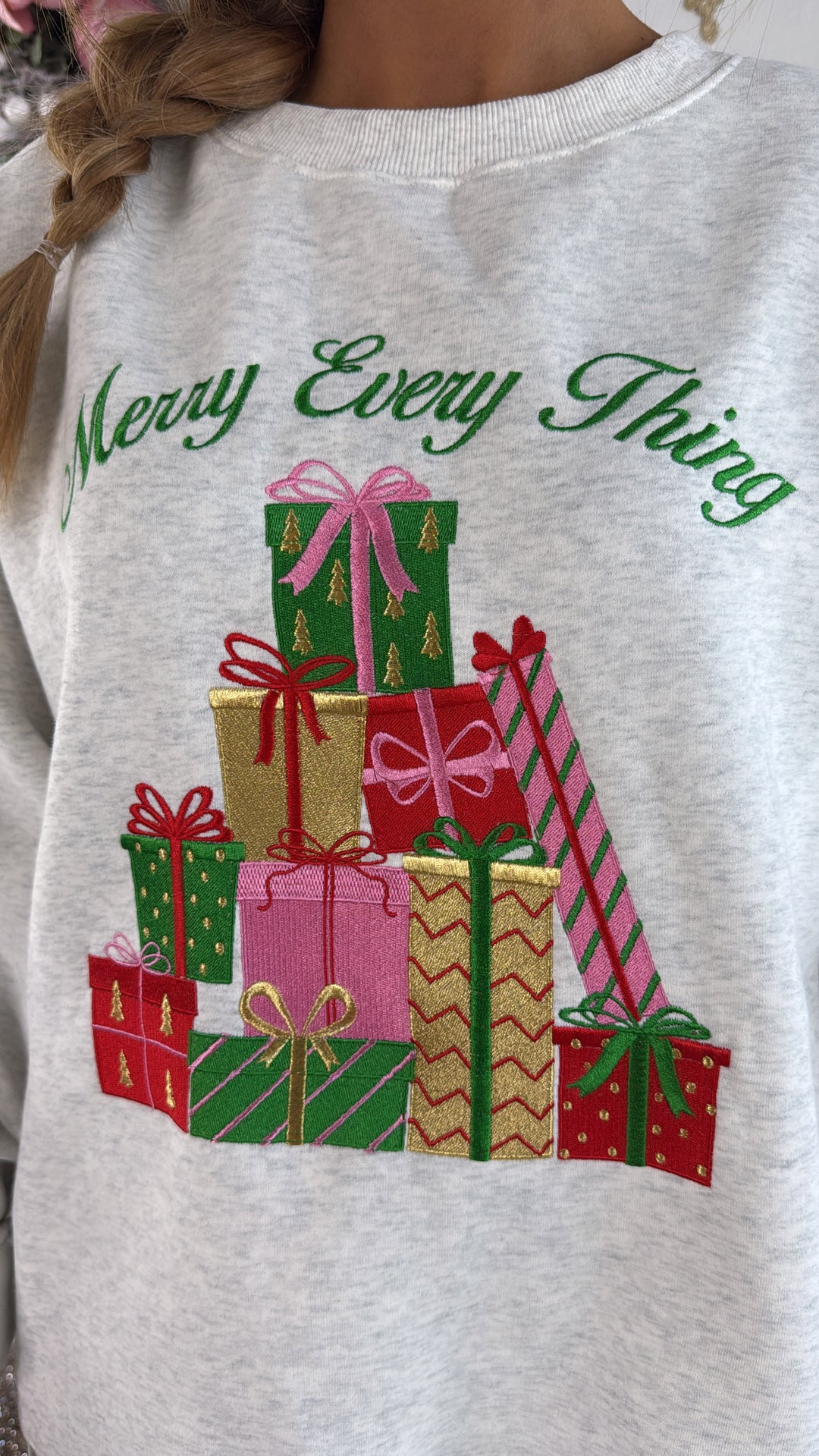 Merry Everything Graphic Crewneck, H. Grey