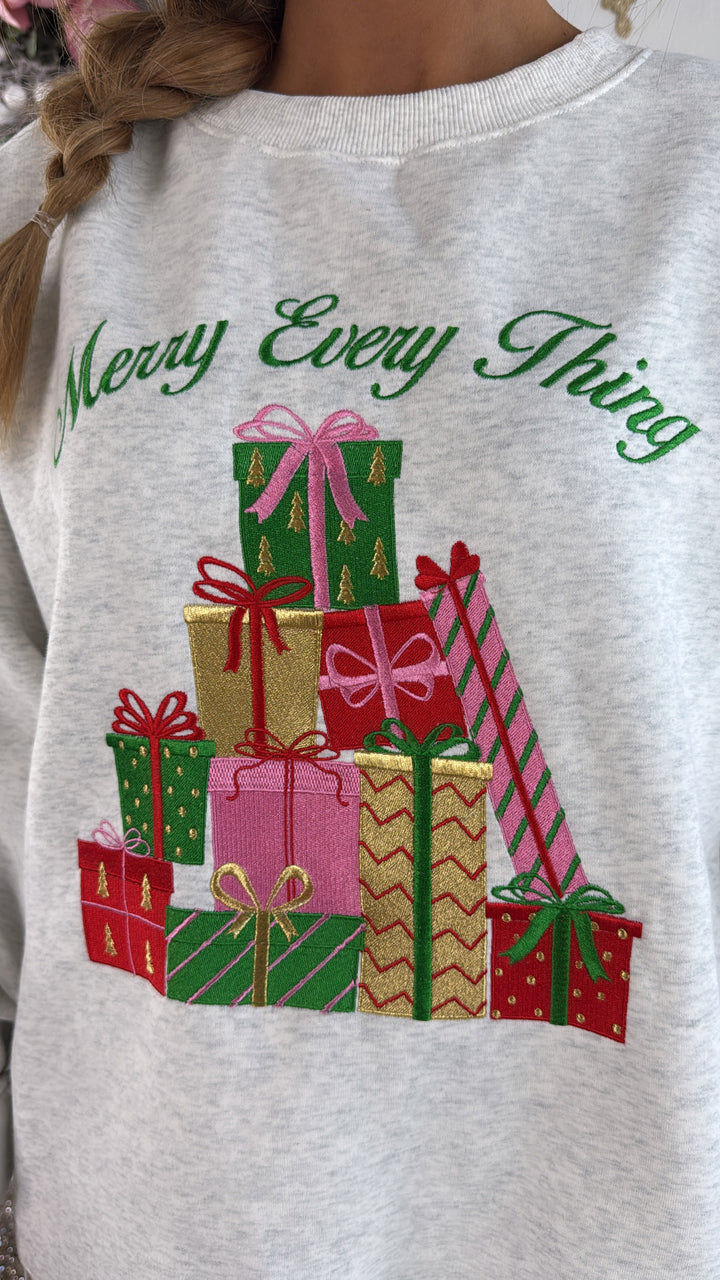 Merry Everything Graphic Crewneck, H. Grey