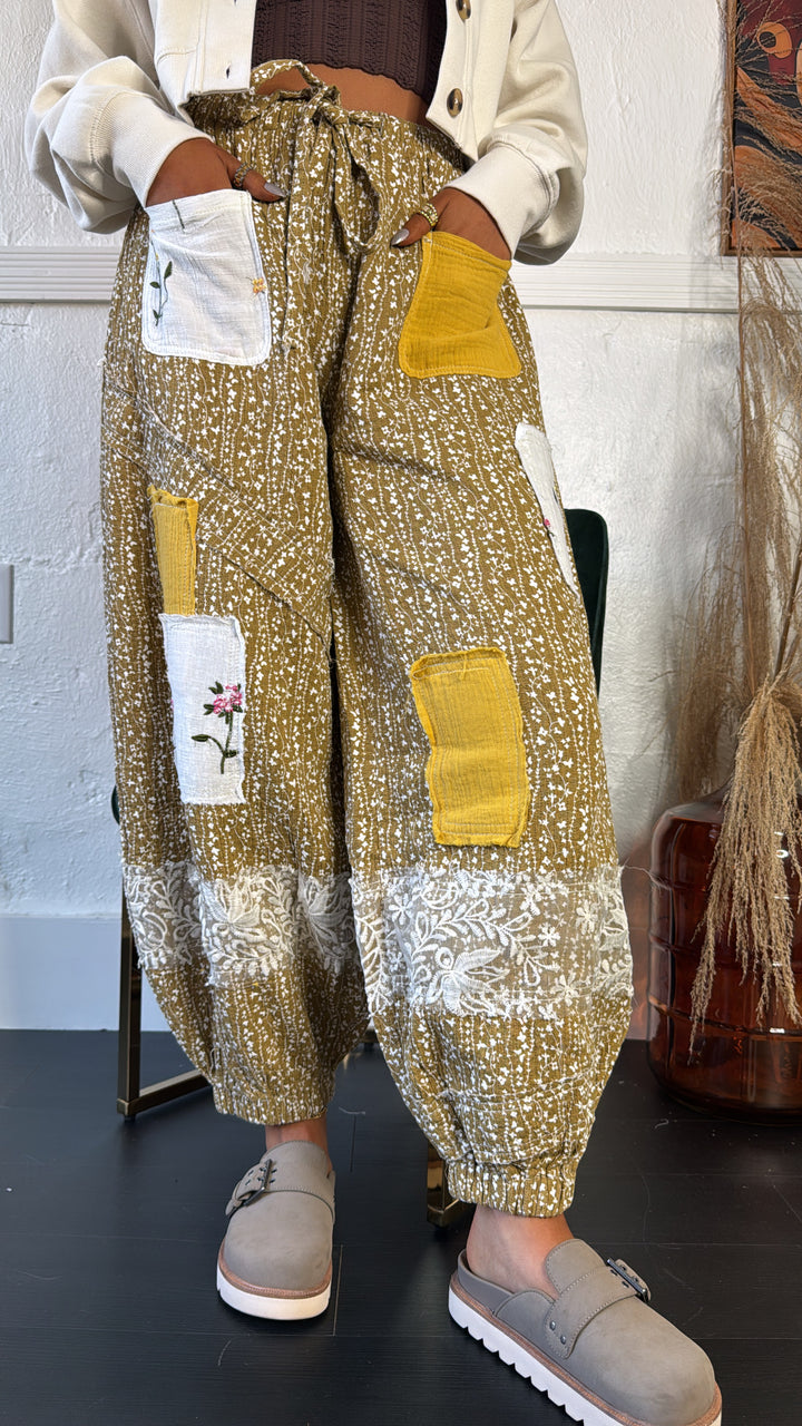 Golden Hour Patched Jogger, Mustard